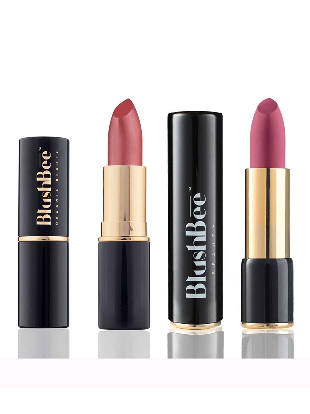 

BlushBee Beauty Set of 2 Matte Organic Lipstick-Mystic Mauve BB04 & Velvet Touch BB11, Red