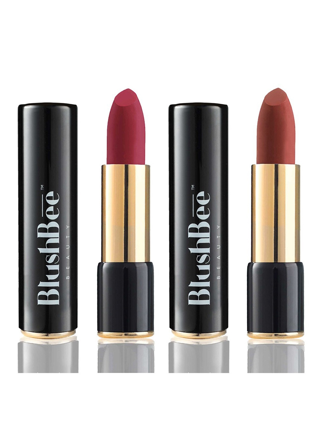 

BlushBee Beauty Set of 2 Organic Vegan Lipstick - Deep Hue Maroon BB02 & Nude Neutral BB03