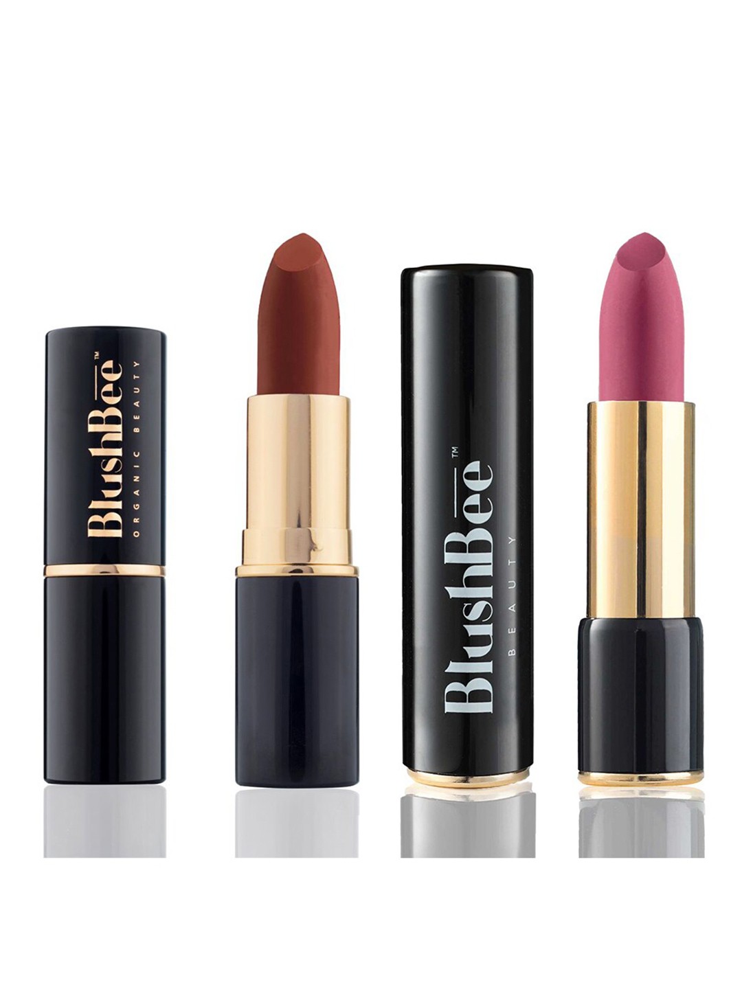 

BlushBee Beauty Set of 2 Matte Organic Vegan Lipstick-Mystic Mauve BB04 & Bronze Diva BB09
