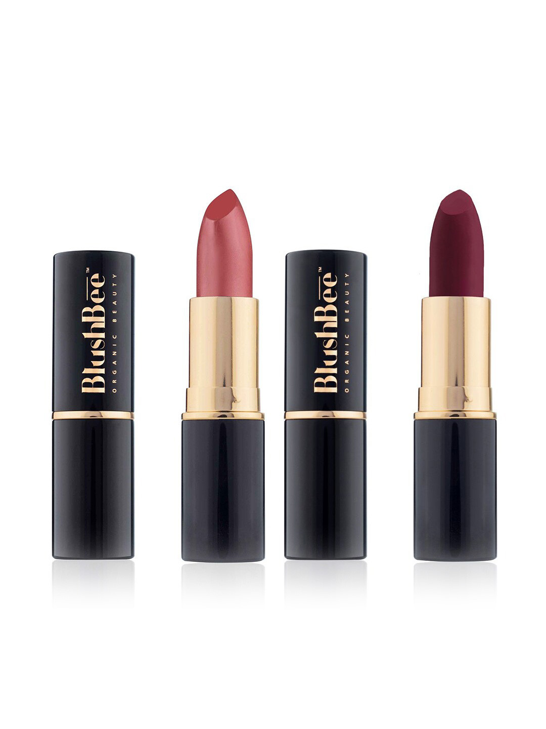 

BlushBee Beauty Set of 2 Matte Organic Vegan Lipstick- Wine Waltz BB08 & Velvet Touch BB11, Pink