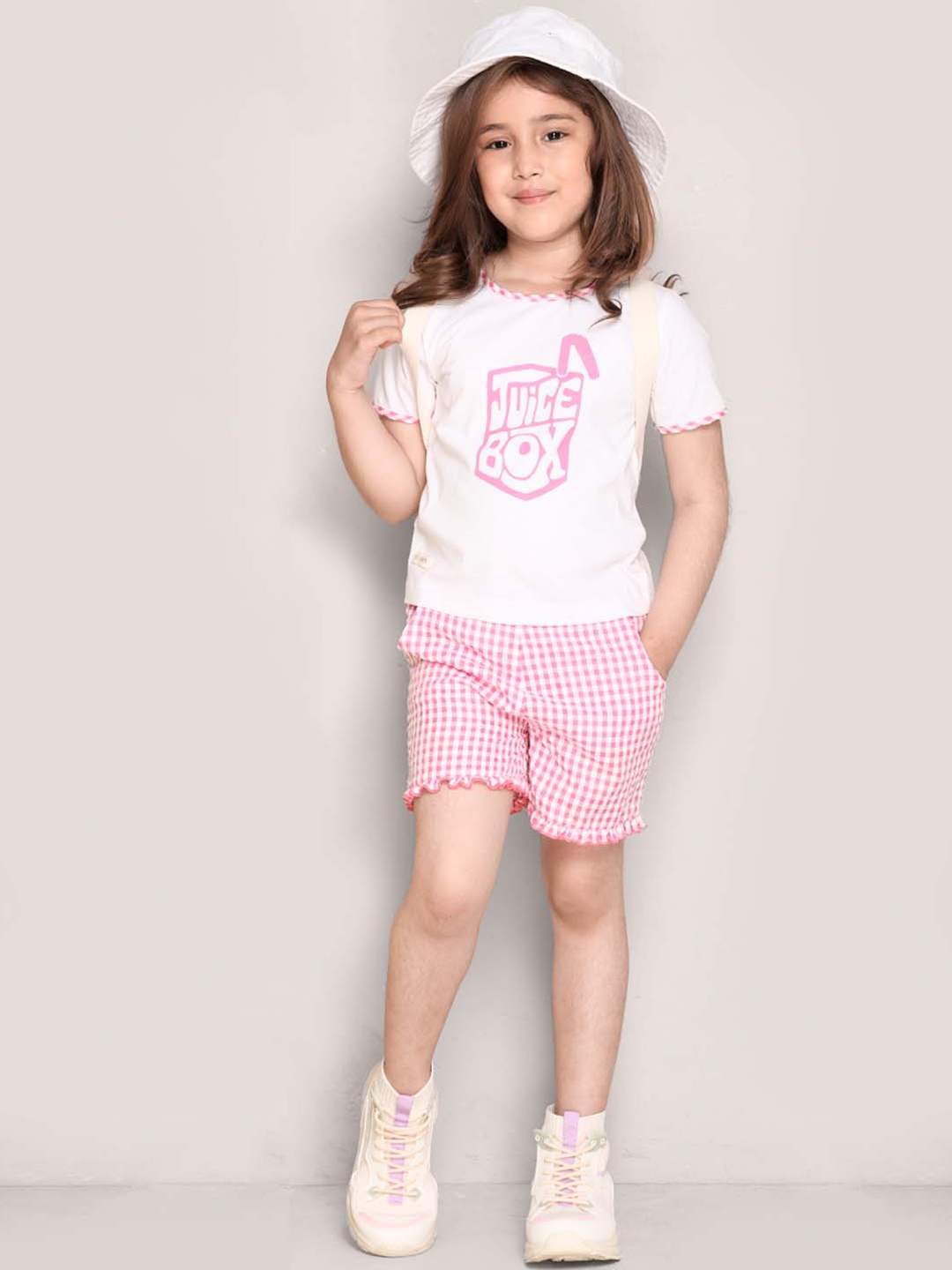 

Jade Garden Girls Pink Checked Pure Cotton Clothing Set