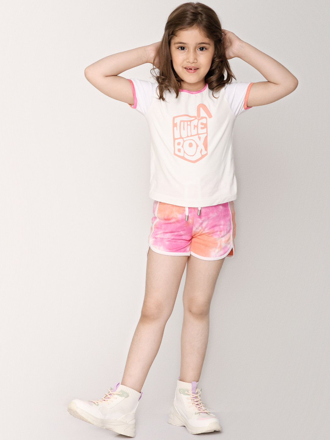 

Jade Garden Girls White & Pink Tie dye Pure Cotton Clothing Set