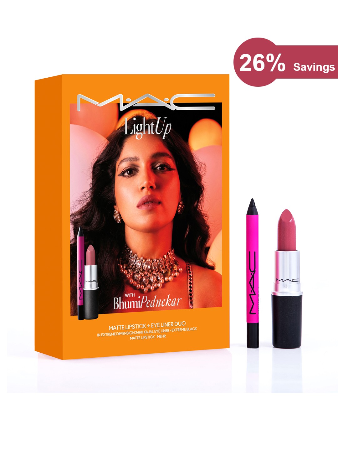 

M.A.C Light Up Matte Lipstick- Mehr + In Extreme Dimension Kajal Eyeliner - Extreme Black