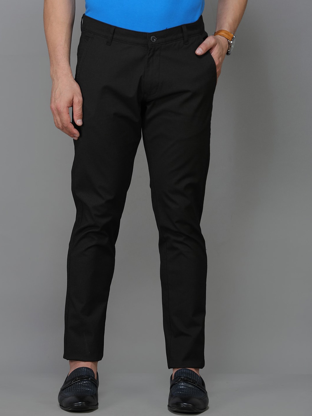 

TQS Men Black Comfort Chinos Trousers