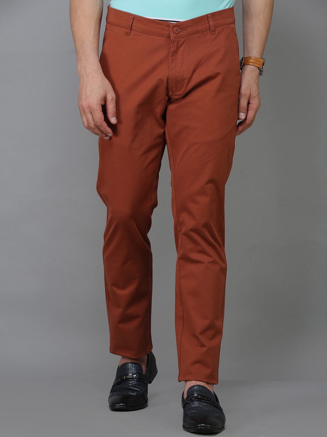 

TQS Men Rust Comfort Chinos Trousers