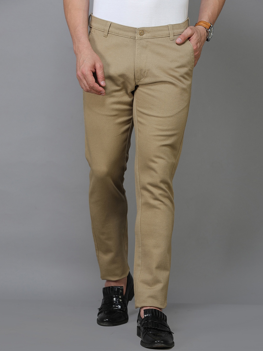 

TQS Men Khaki Comfort Chinos Trousers