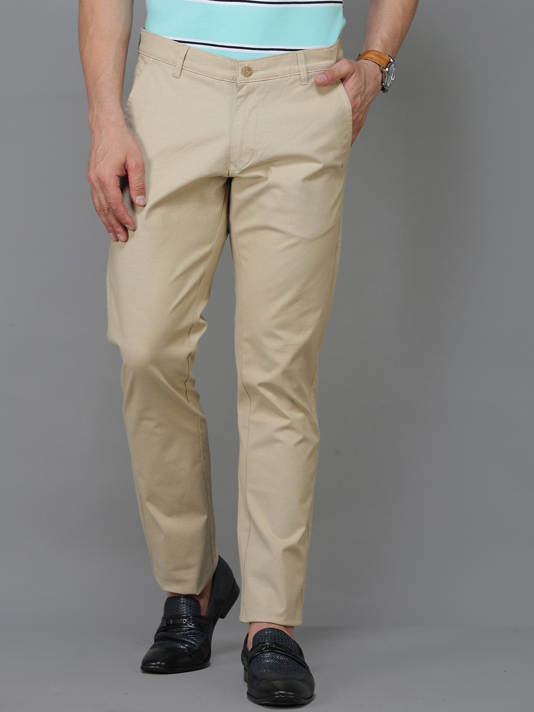 

TQS Men Khaki Comfort Chinos Trousers