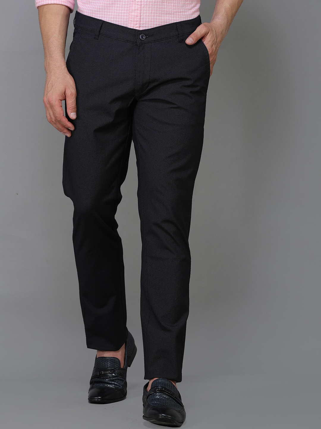 

TQS Men Navy Blue Comfort Chinos Trousers