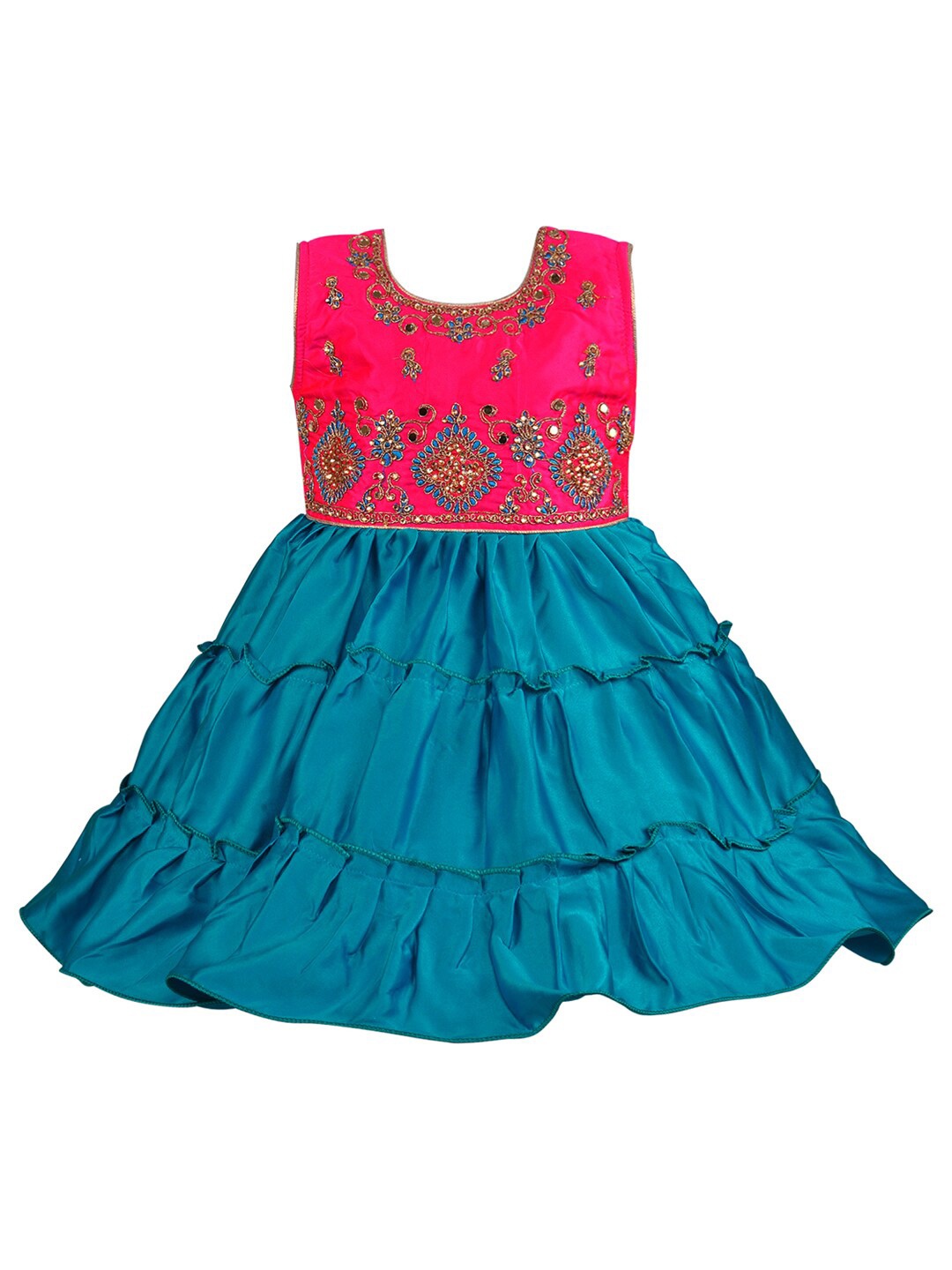 

Wish Karo Green Ethnic Motifs Satin Dress