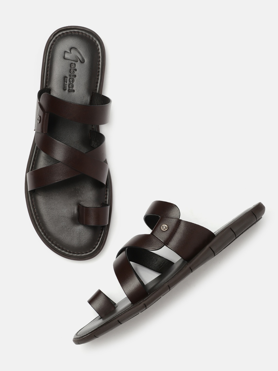 

GABICCI Men Brown Leather Comfort Sandals