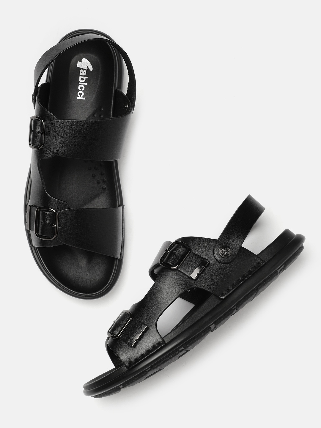 

GABICCI Men Black Leather Comfort Sandals