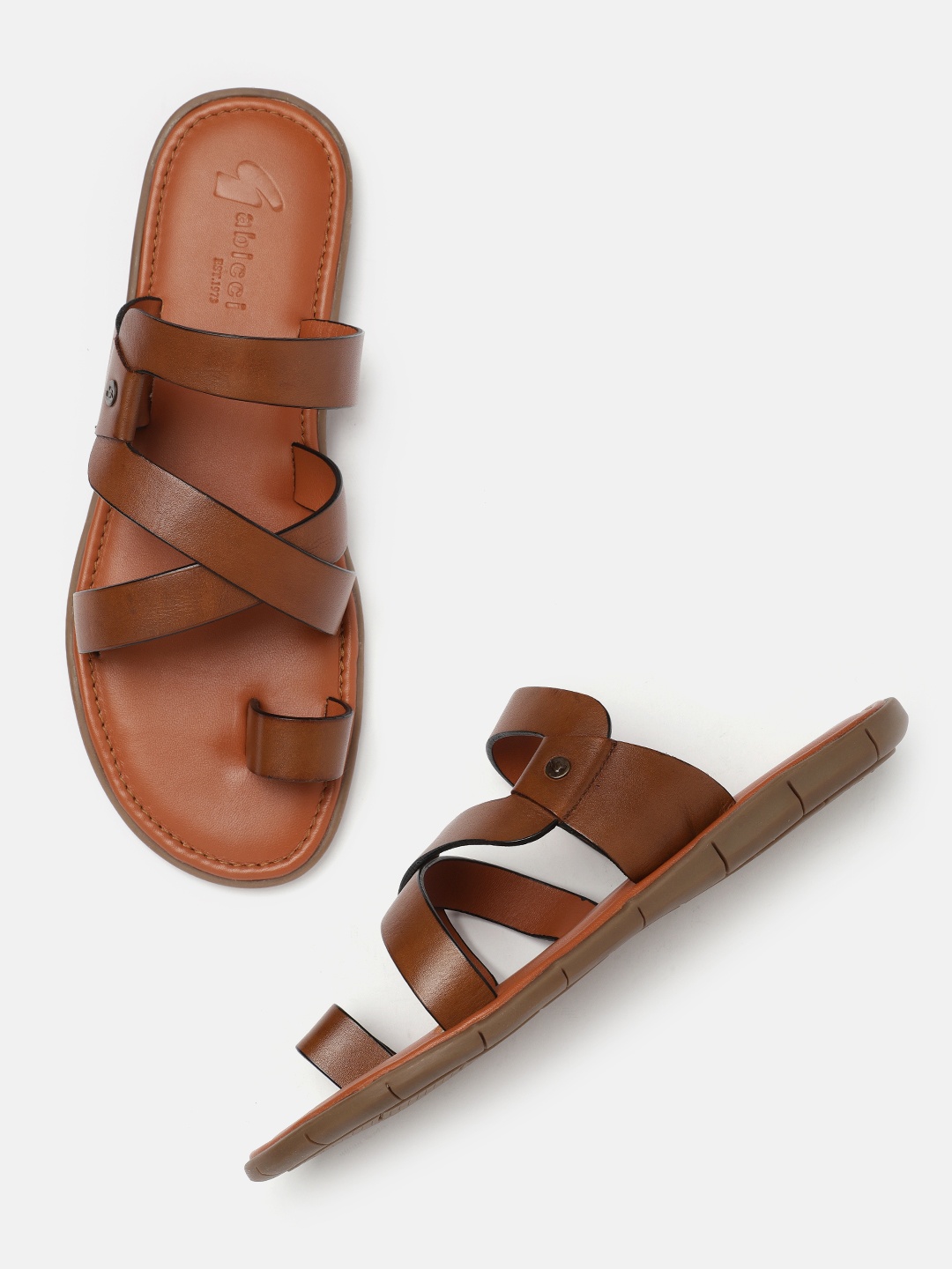 

GABICCI Men Tan Leather Comfort Sandals