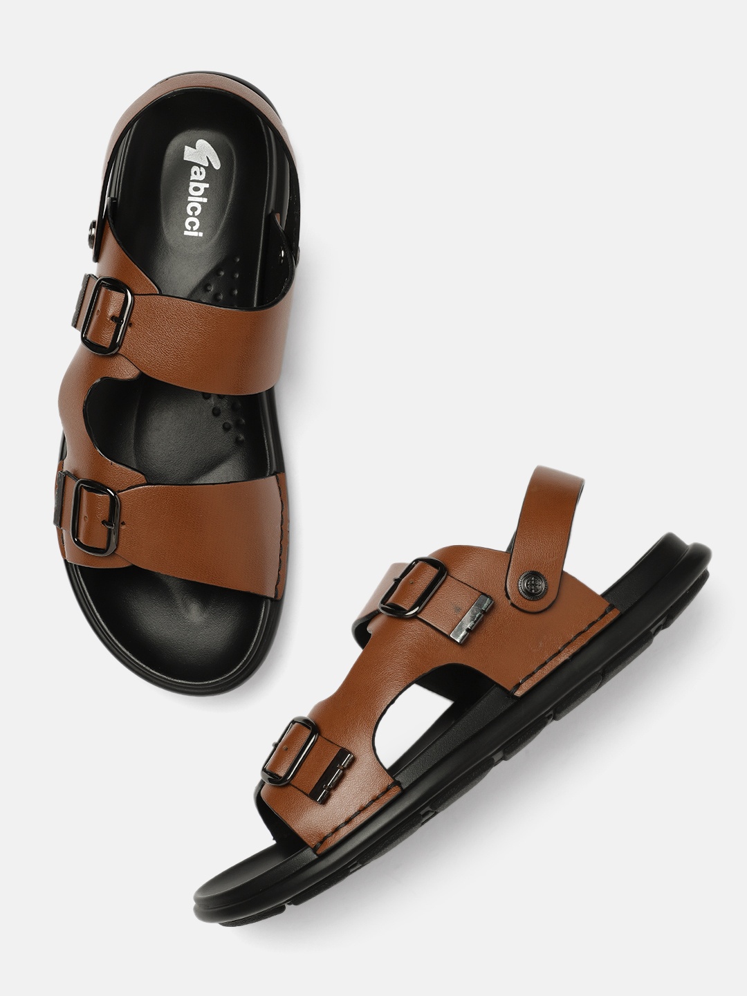 

GABICCI Men Tan Leather Comfort Sandals