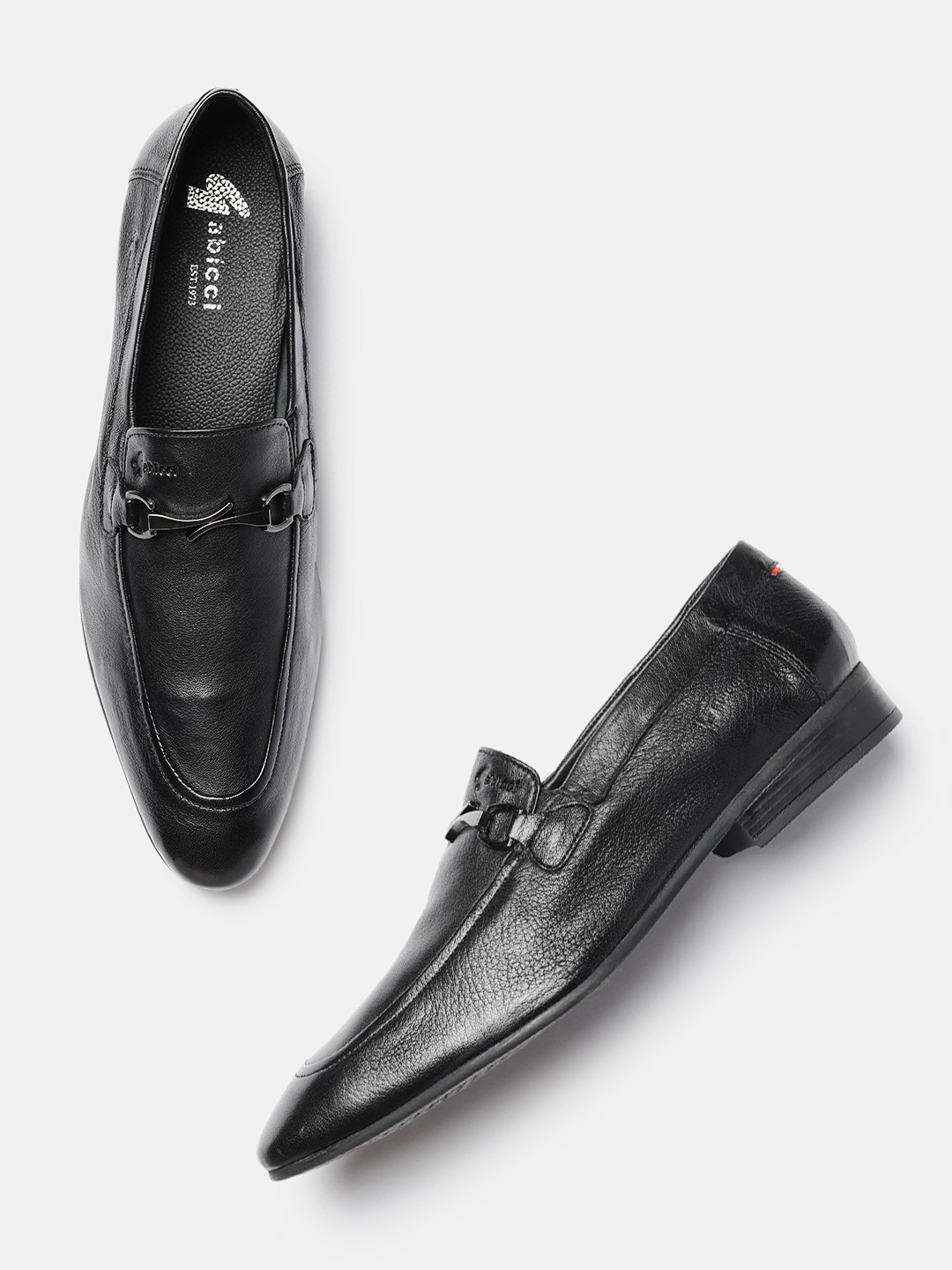 

GABICCI Men Black Textured Leather Loafers