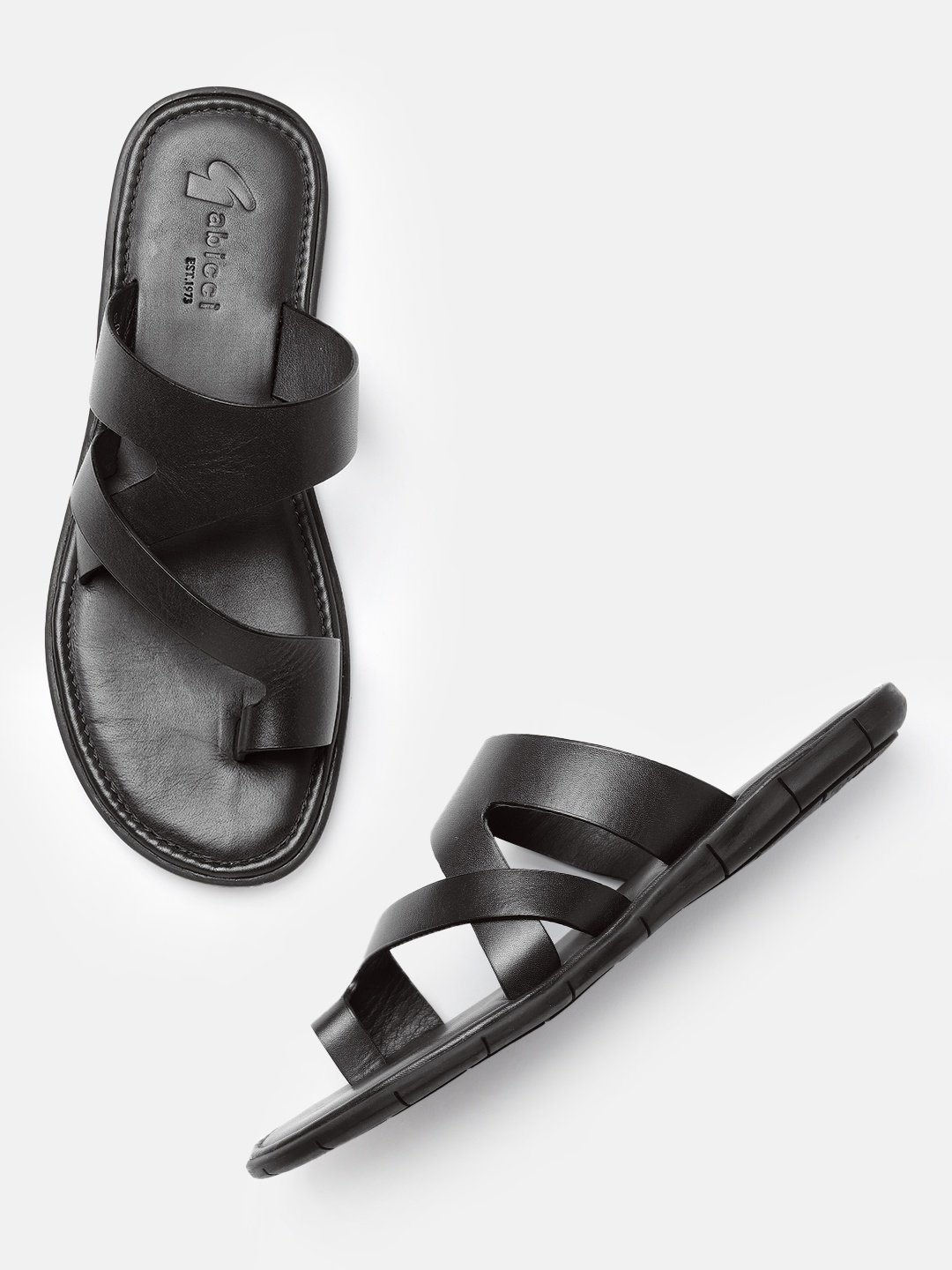

GABICCI Men Black Leather Comfort Sandals