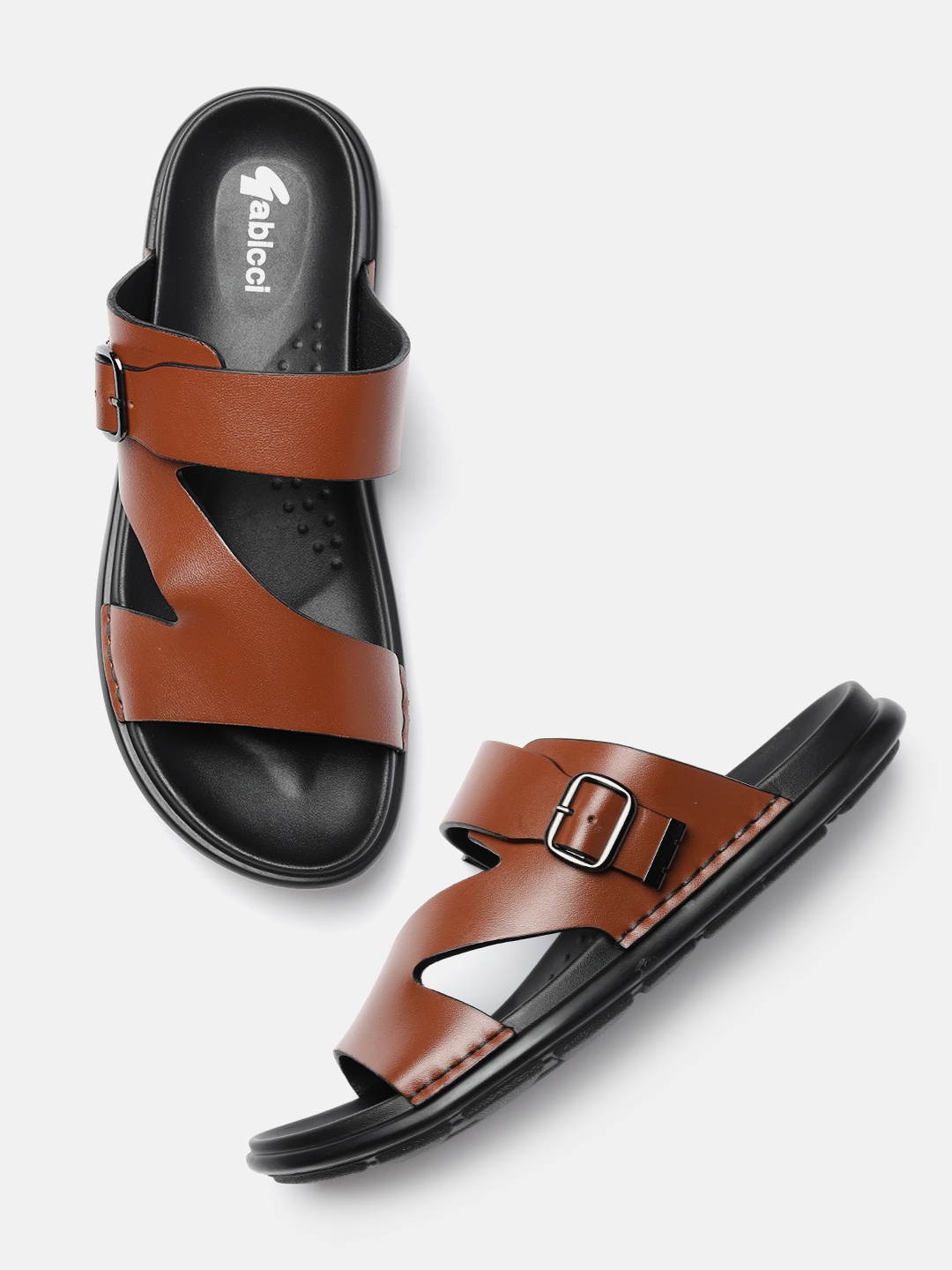 

GABICCI Men Tan Leather Comfort Sandals