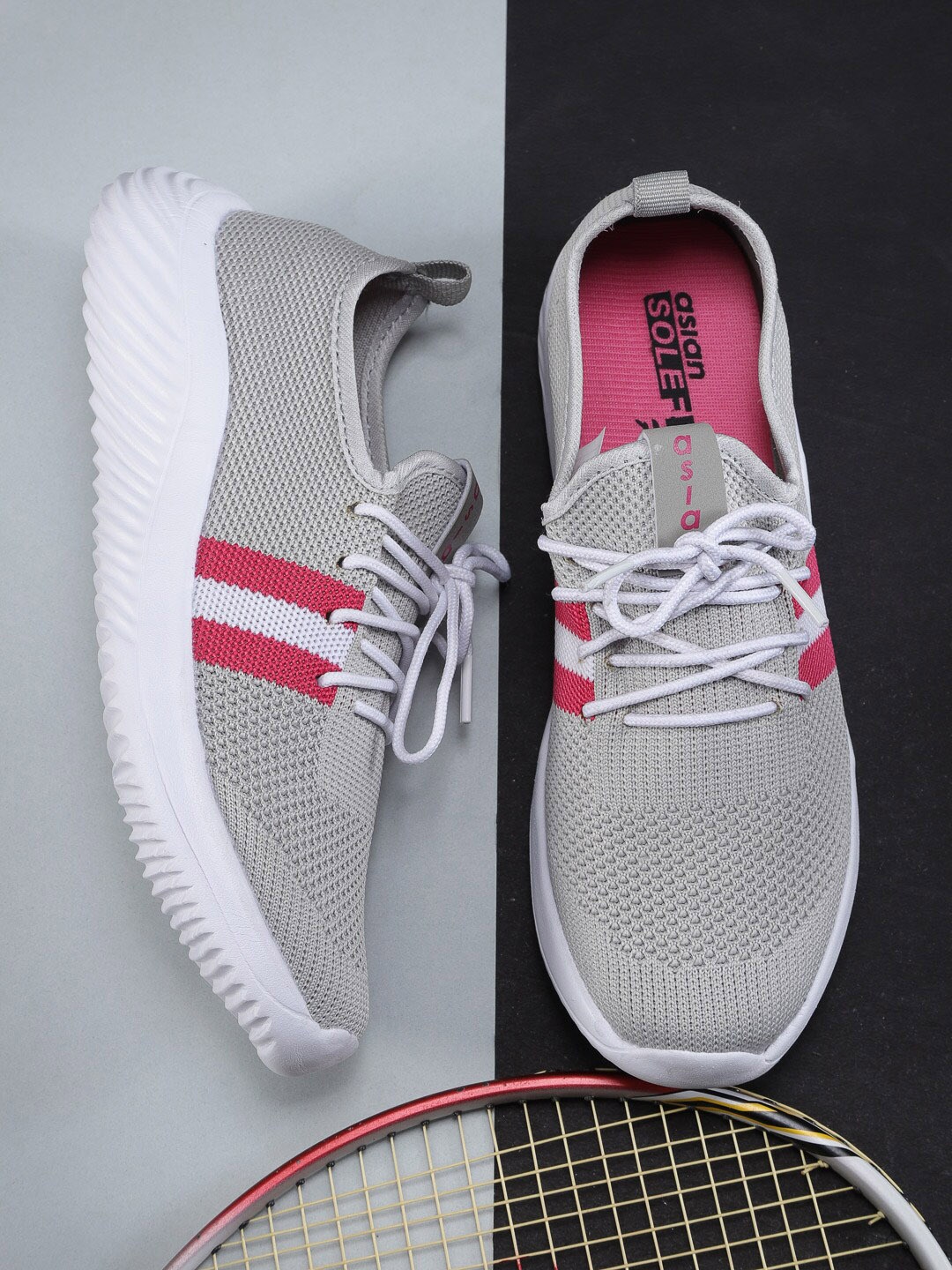 

ASIAN Women Grey Woven Design Sneakers