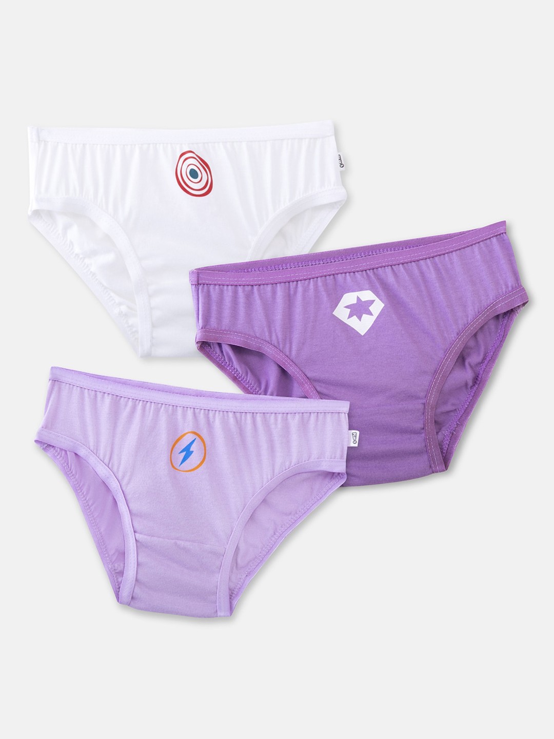 

You Got Plan B Girls Pack of 3 Super Hero Printed Basic Cotton Briefs, Purple