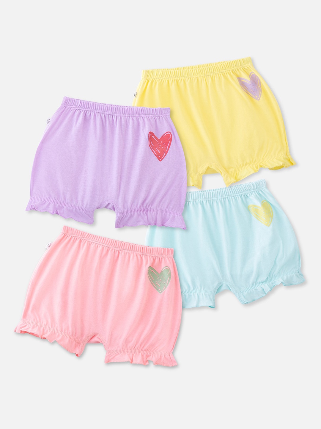 

You Got Plan B Girls Pack Of 4 Solid Pure Cotton Basic Briefs, Green