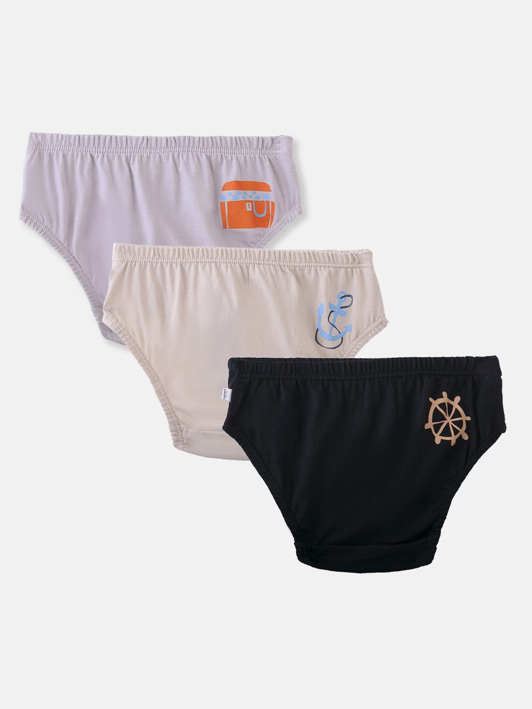 

You Got Plan B Boys Pack of 3 Black & Grey Printed Basic Cotton Briefs