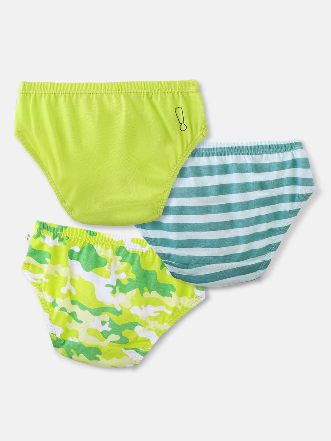 

You Got Plan B Boys Pack Of 3 Printed Cotton Briefs, Lime green