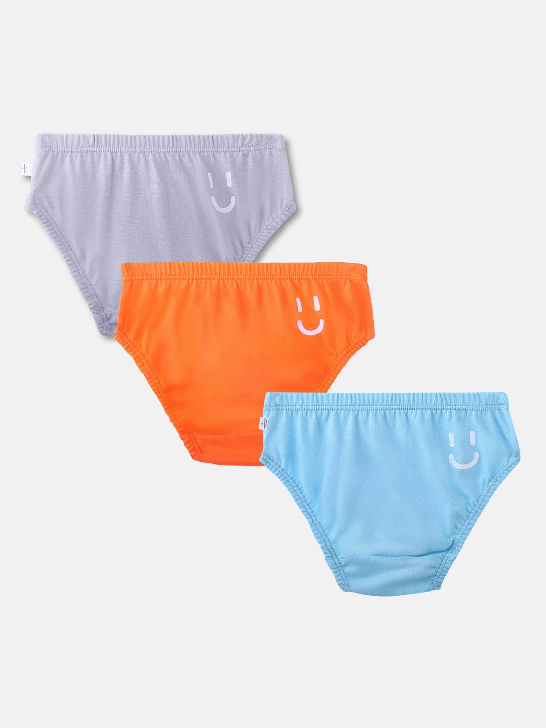 

You Got Plan B Boys Pack Of 3 Solid Pure Cotton Briefs, Grey