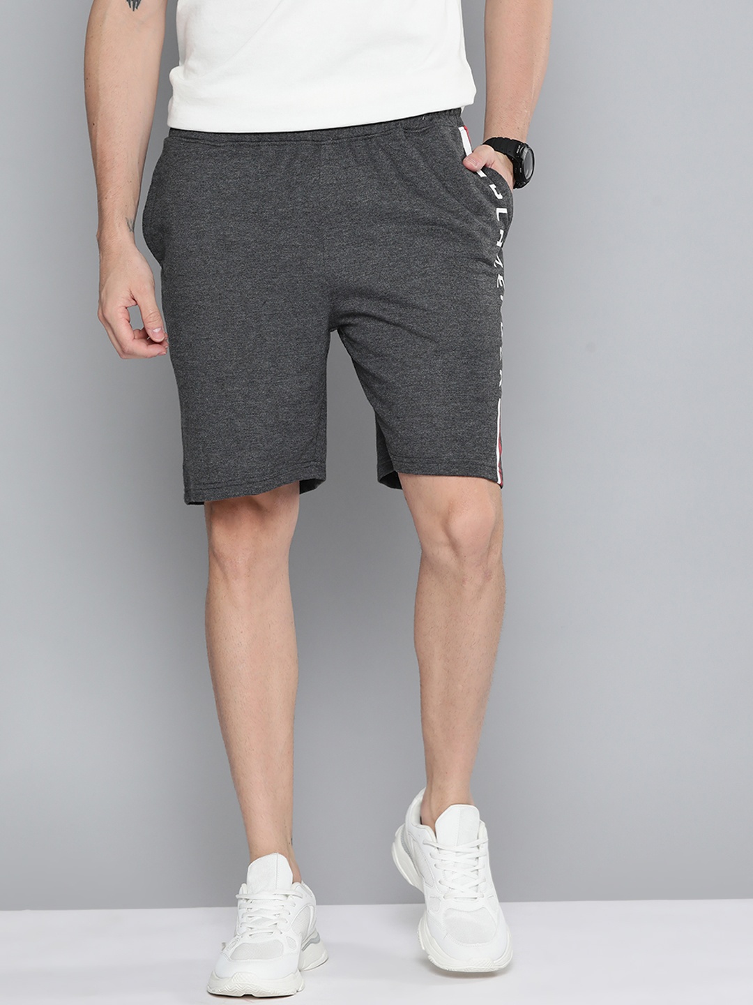 

Slazenger Men Charcoal Grey Brand Logo Printed Shorts