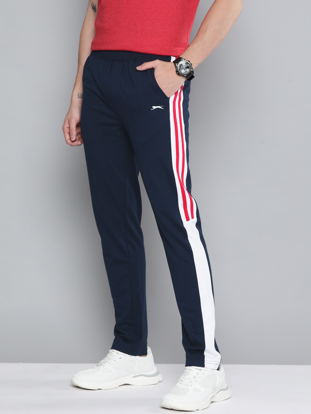 

Slazenger Men Navy Blue Solid Athleisure Track Pants
