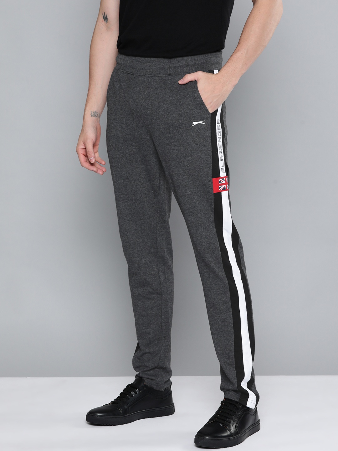 

Slazenger Men Charcoal Grey Solid Athleisure Track Pants