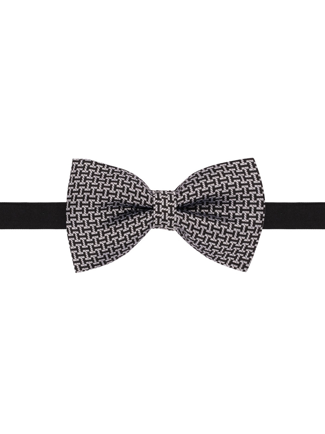 

The Tie Hub Men Grey & Black Woven Design Bow Tie