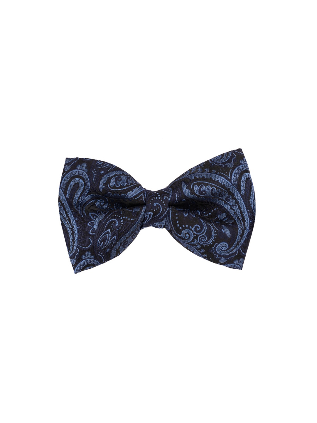 

The Tie Hub Men Navy Blue & Black Woven Design Bow Tie