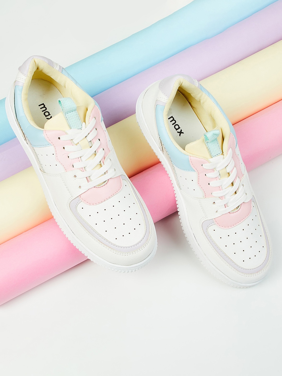 

max Women Multicoloured Colourblocked PU Sneakers, Multi