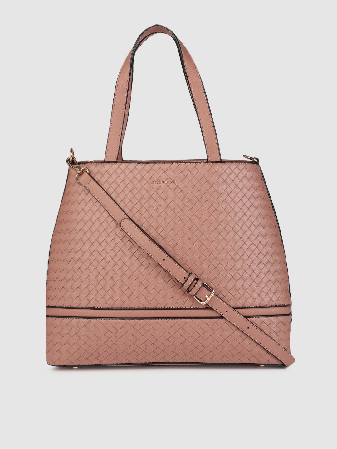

Allen Solly Dusty Pink Basket Woven Design Oversized Structured Shoulder Bag, Rose