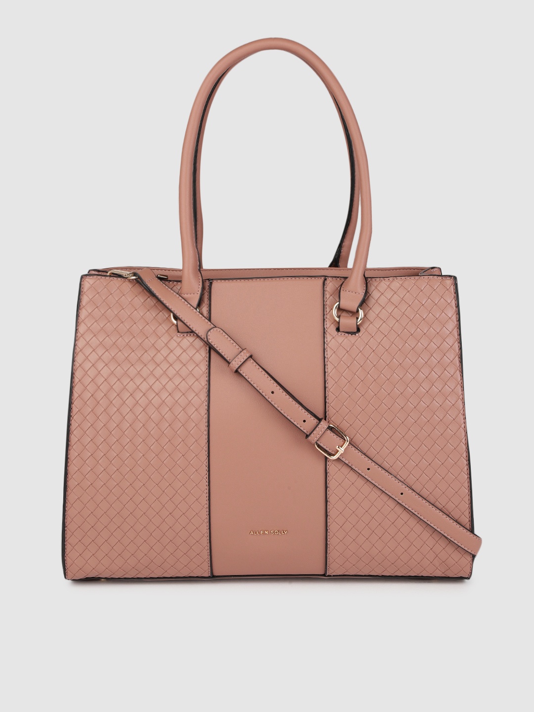 

Allen Solly Dusty Pink Basket Woven Design Structured Shoulder Bag, Rose