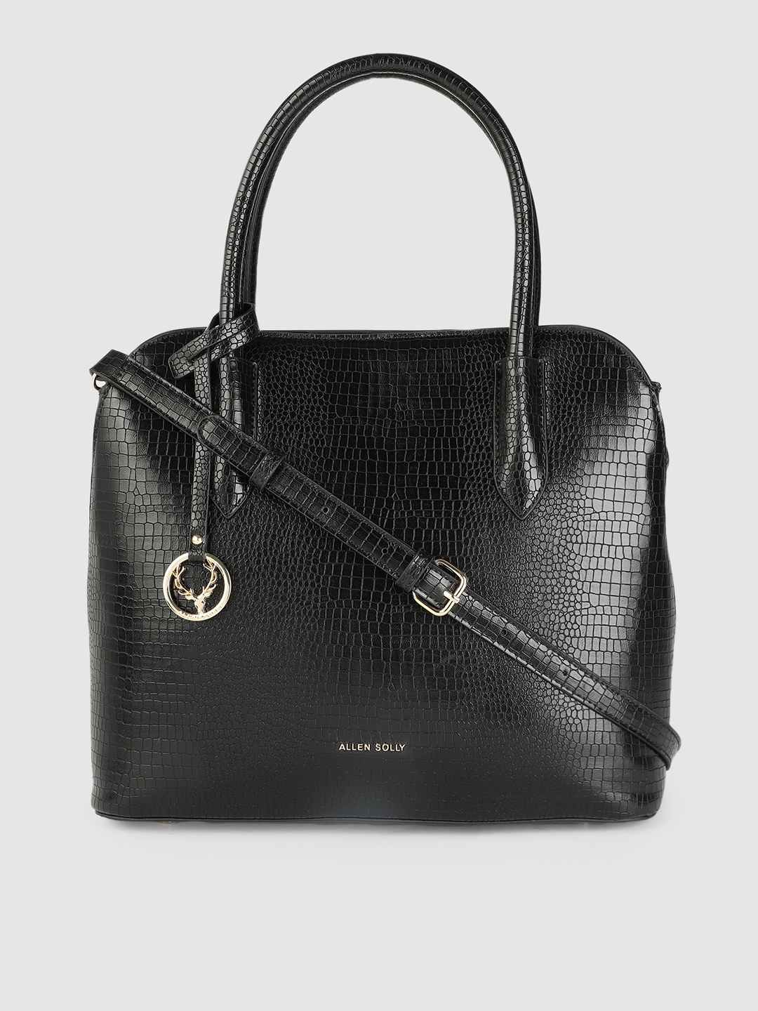 

Allen Solly Women Black Animal Textured Structured Handheld Bag