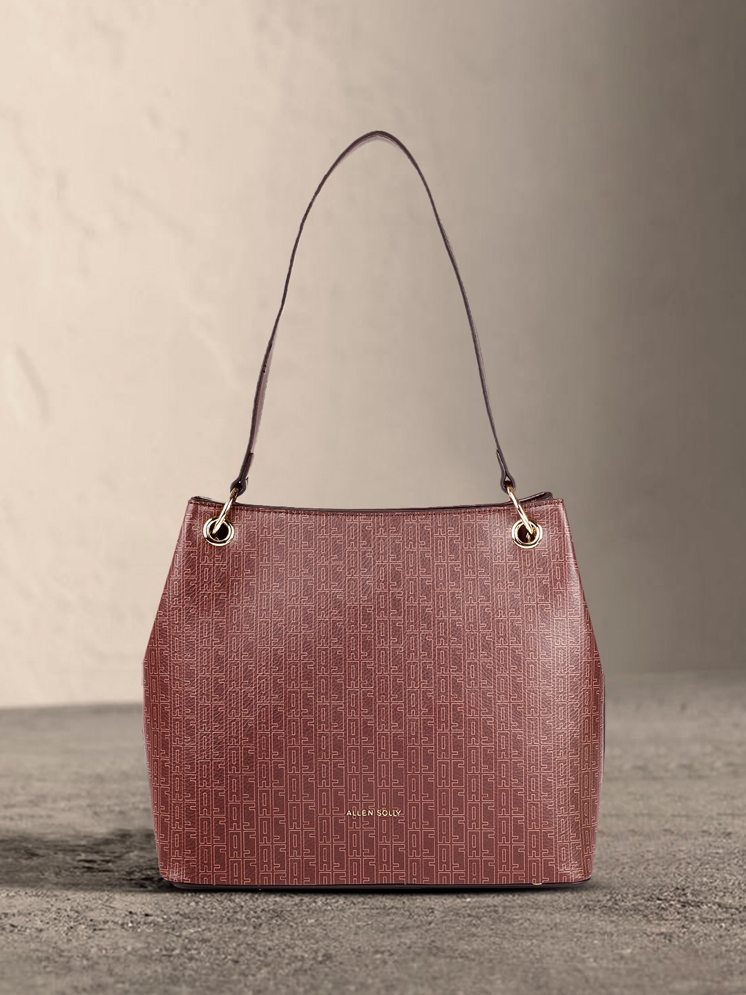 

Allen Solly Brown Printed Hobo Bag