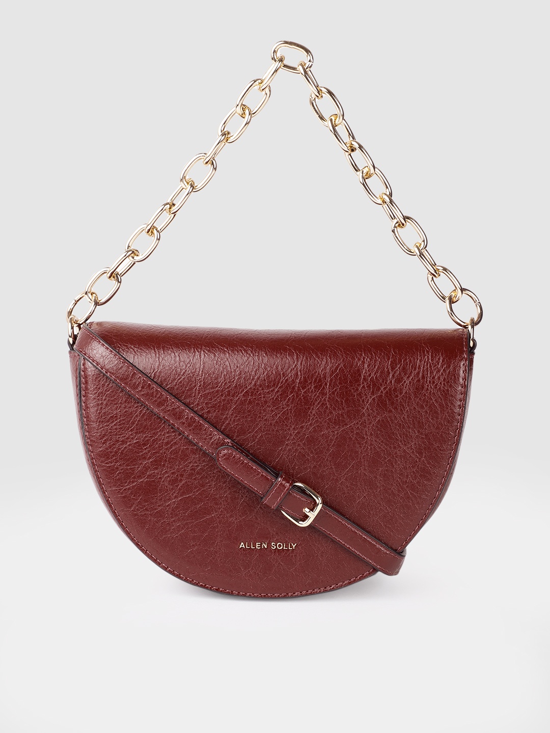 

Allen Solly Maroon Solid Half Moon Satchel
