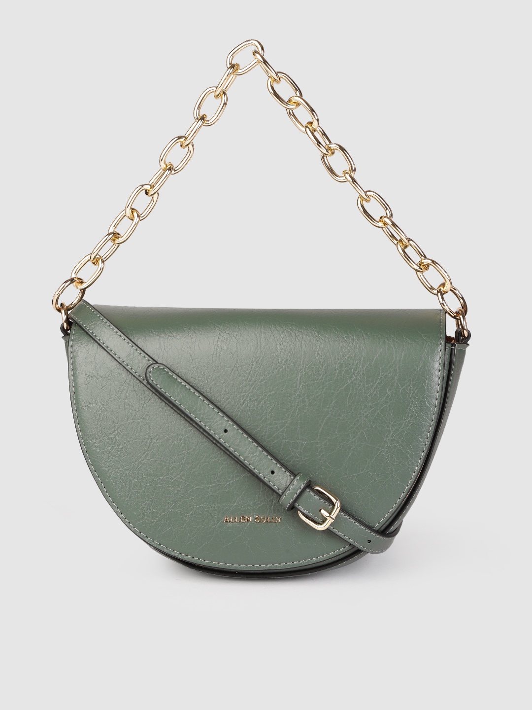 

Allen Solly Olive Green Solid Half Moon Sling Bag
