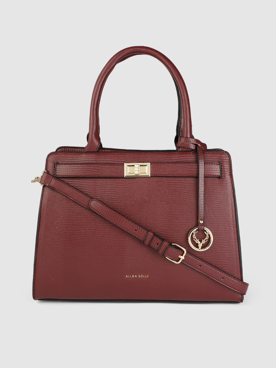 

Allen Solly Burgundy Textured Handheld Bag