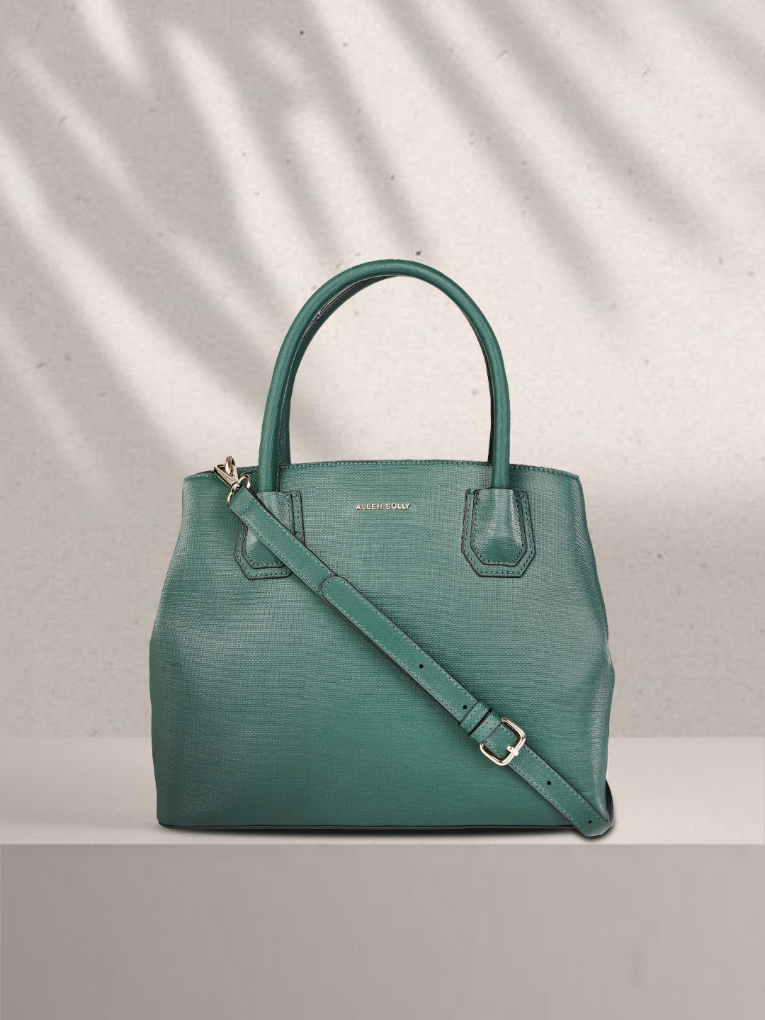 

Allen Solly Green Solid Structured Handheld Bag