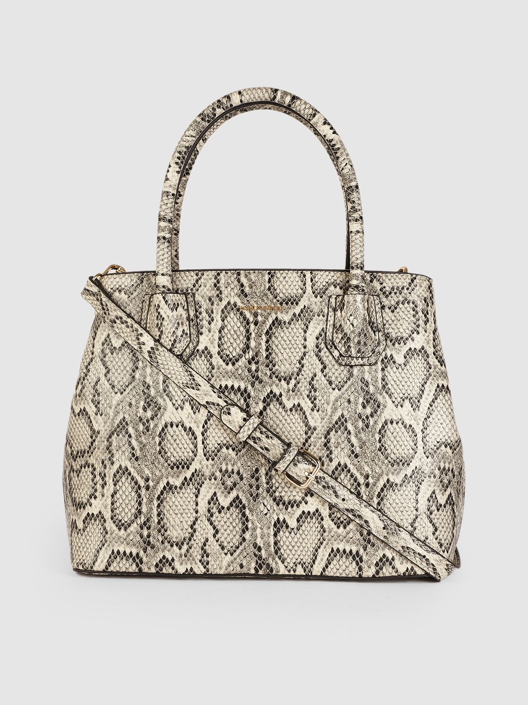 

Allen Solly Off White & Black Textured Handheld Bag