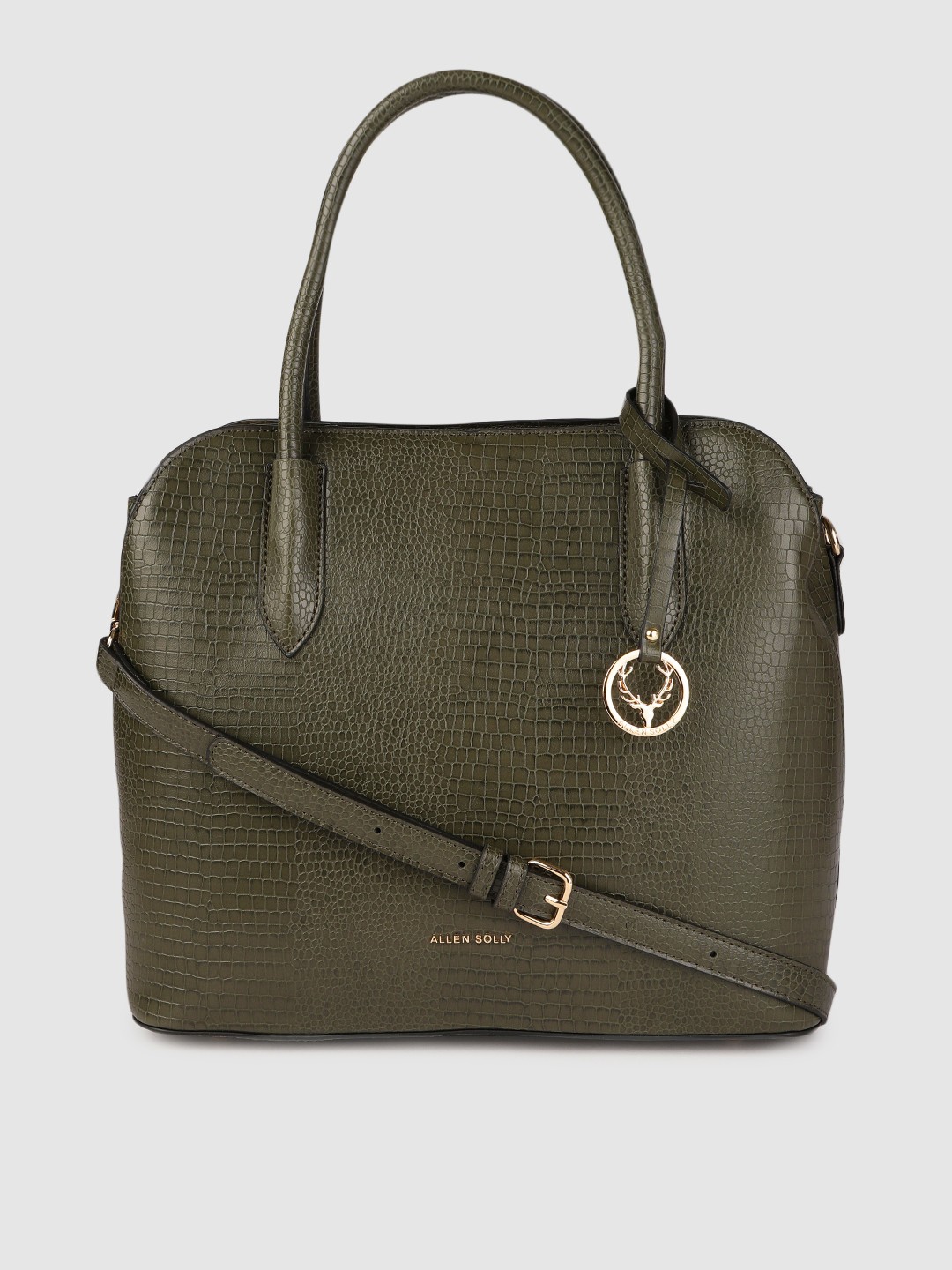 

Allen Solly Olive Green Textured Handheld Bag