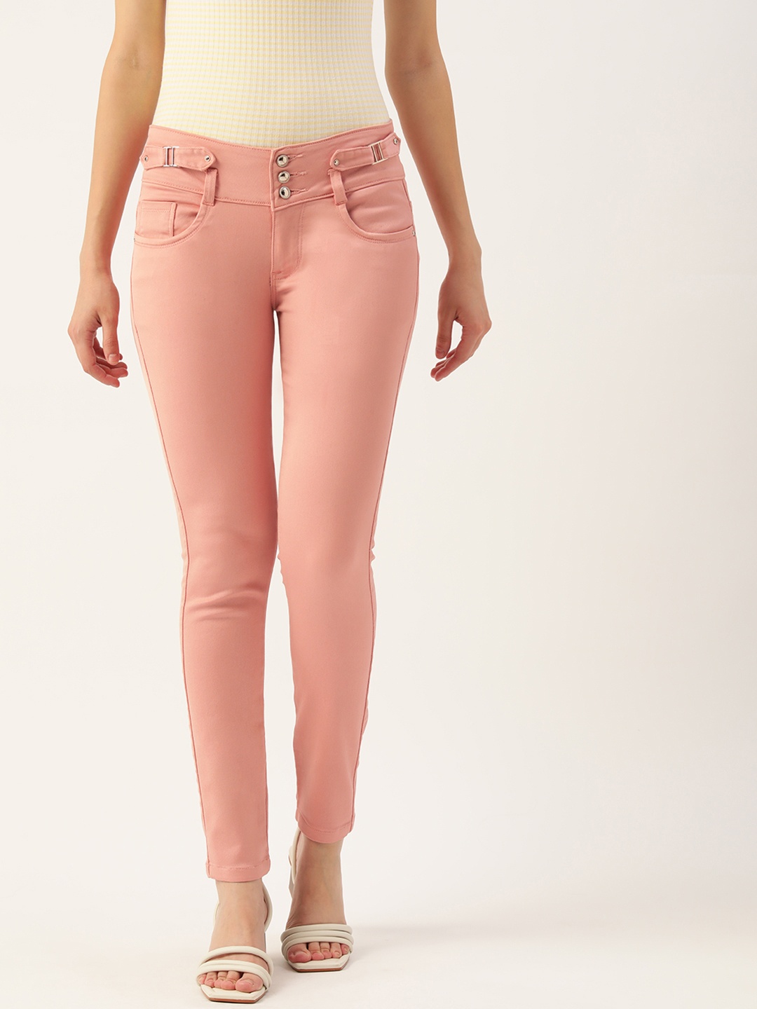 

BROOWL Women Pink London High-Rise Stretchable Cotton Jeans