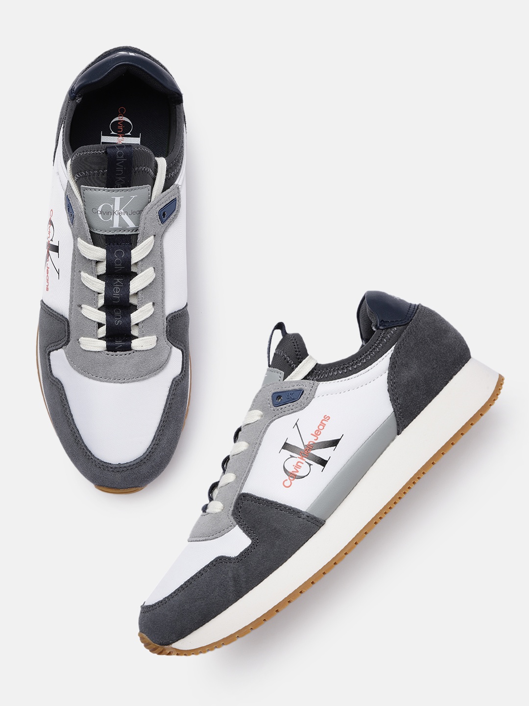 

Calvin Klein Men White & Grey RUNNER SOCK Colourblocked Sneakers