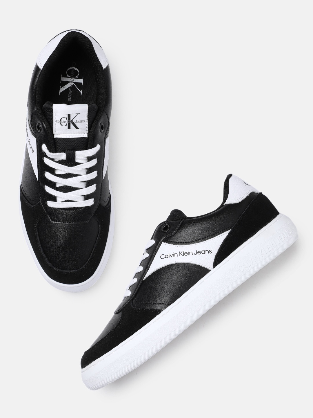

Calvin Klein Men Black Colourblocked Leather Sneakers