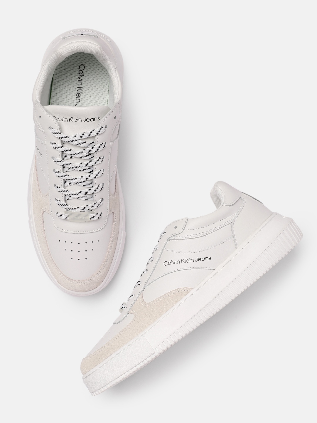 

Calvin Klein Men White Leather CHUNKY CUPSOLE GEL BACKTAB Sneakers