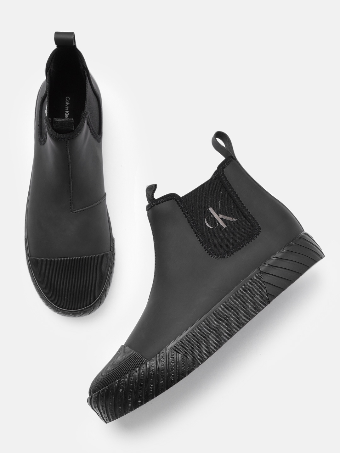 

Calvin Klein Men Black SKATER VULCANIZED CHELSEA Mid-Top Slip-On Sneakers