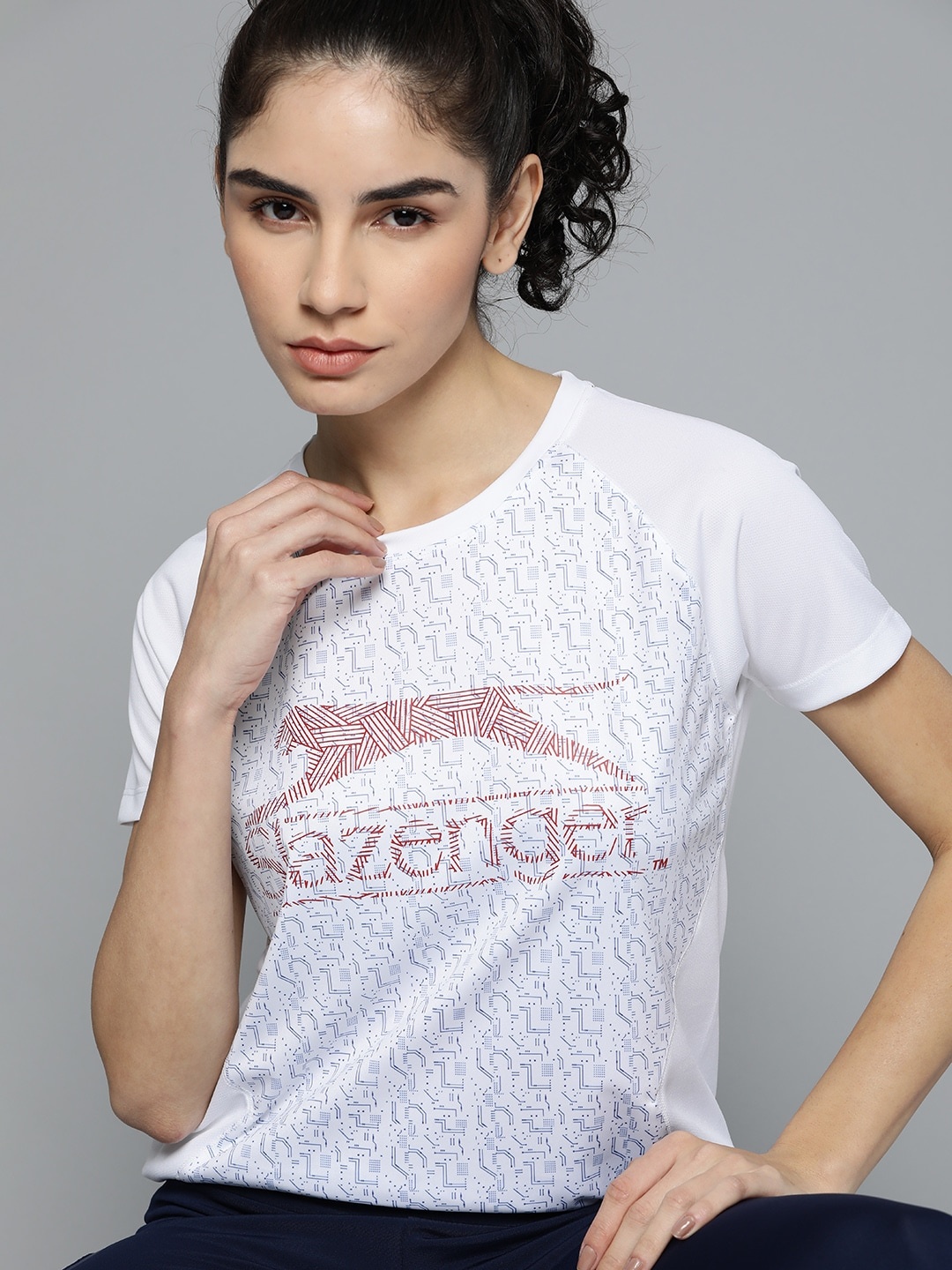 

Slazenger Women White Running Brand Carrier Crew Neck Ultra-Dry T-shirt