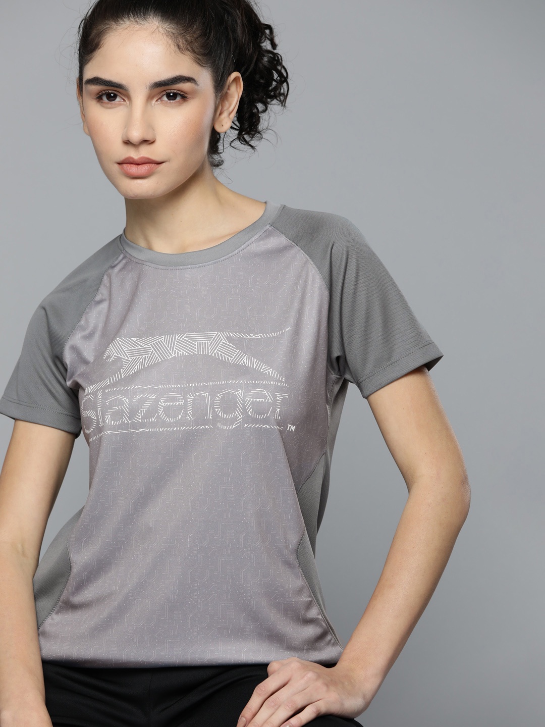 

Slazenger Women Running Grey Brand carrier Crew Neck Ultra-Dry T-shirt