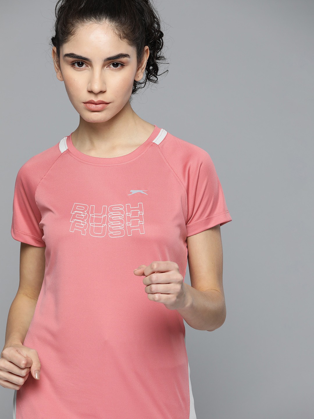 

Slazenger Women Pink & White Ultra-Dry Printed Running T-shirt